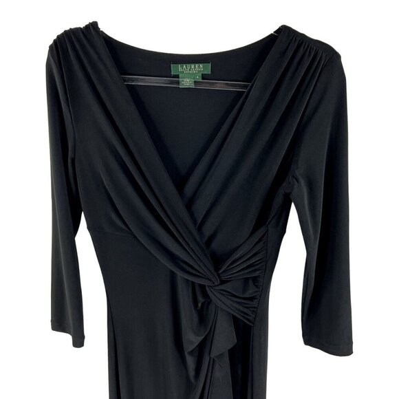 Ralph Lauren Womens Size 4 Black Evening Gown Pleated Elegant Romantic Stylish - Picture 6 of 16